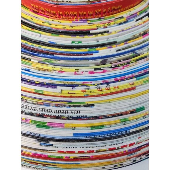 Handmade Magazine Recycled Round Paper Bowl Folk Art - Picture 7 of 7